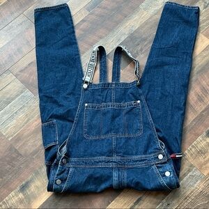 NWT Tommy Hilfiger Denim Overalls Medium Blue Logo Strap Bib Jeans